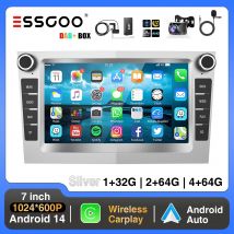 ESSGOO Android 14 4+64G CarPlay Car Stereo Radio For Opel/Vauxhall Astra G H Corsa C D Vectra Android Auto GPS NAV DAB+ Silver