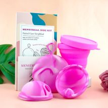 Wiederverwendbares Menstruationsscheiben-Set, 100 % medizinisches Silikon, Periodenscheibe mit Aufbewahrungskoffer und Sterilisationstasse für die Gesundheit von Frauen
