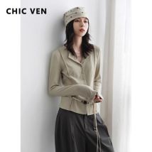 CHIC VEN Frauen Strickjacke Casual Neue Kleine Revers Lange Ärmeln T-shirt Dünne Weibliche Gestrickte Pullover Sport Frühling Herbst 2025