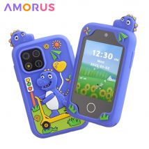 AMORUS Kinder Musiktelefon Dual Kamera MP3-Player Spielfunktion Cartoon Baby Mobil für Mädchen Jungen Geburtstag Weihnachtsgeschenke
