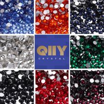 QIIY Round SS3-SS30 High Quality Glass Rhinestones Super Bright Crystal Non-hotfix Flatback Glue On 3D Stones For DIY Nail Art
