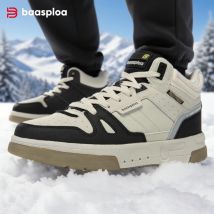 Baasploa Scarpe da ginnastica invernali da uomo Scarpe da skateboard casual da uomo Scarpe da ginnastica maschili da esterno antiscivolo in peluche caldo cotone impermeabile