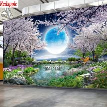 Mond Kirschblütenbaum Natur Landschaft DIY Diamant Stickerei, Diamant europäischen voller Diamant Malerei Kreuzstich großes Dekor