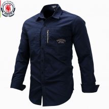 Fredd Marshall neue Mode Militär hemd Langarm Multi-Pocket Casual Work Shirts einfarbig Camisa Masculina