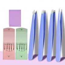 4-teiliges Edelstahl-Augenbrauentfernungs-Set, Haarentfernungszange, schräger und gerader Mund, Augenbrauen-Trimmen, Clip, Schönheitswerkzeug