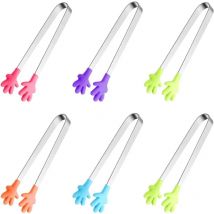 Mini pinza da 5 pezzi, pinze per alimenti in silicone a forma di mano, pinze per bambini da 5 pollici per cubi di zucchero pinze da cucina perfette per i bambini