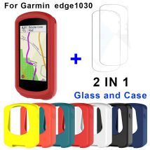2-in-1 Für Garmin Edge 1030 Fahrrad Computer Silikon Schutzhülle Fall + Glas Film Für rand 1030 Plus Schutz Shell
