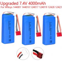 7,4V 4000mAh Lipo-Akku FÜR Wltoys 144001 144010 124017 124019   12428 12423 Verbesserter wiederaufladbarer Akku für RC-Autos, Bootsteile