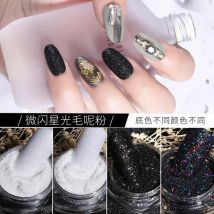 6 Farben schwarz weiß Nail Art Zucker pulver 3g glänzendes Chrom Glitter Pigment Staub bunte Süßigkeiten Mantel Effekt DIY Nägel Glitter * &