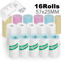 16 rotoli di carte per stampante termica 57x25mm Carte termiche autoadesive Stampanti per etichette a colori HD per mini stampante portatile senza inchiostro