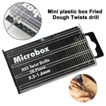 Zestaw Mini Wiertła Krętych do Szlifowania Pełnego 0.3-1.6mm 20 szt. do Drewna, Plastiku, PVC, Płyt Drukowanych, Mikro Wiertło
