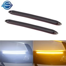 Luci di marcia diurna DRL per auto Striscia di fari universali per auto Indicatori di direzione sequenziali Flusso giallo Luce diurna drl per auto 12v 2 pezzi