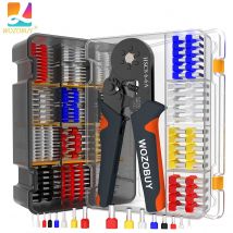 Hexagonal Self-Adjustable Ratchet Ferrule Crimping Tool Kit 23-7AWG 0.25-10mm² Crimper Kit with Ferrule Sleeves Wire Terminals