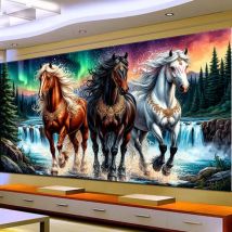 Beautiful Forest River Horse Picture DIY Diamond Painting Cross Stitch Full Drills Diamond Mosaic New Collection Home Decor