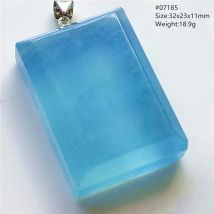 Natürlicher blauer Aquamarin-Anhänger, Schmuck, Halskette, Rechteck, für Damen und Herren, dunkler Aquamarin, modisches Geschenk, AAAAA