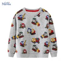 Little Maven 2024 Frühling Herbst Kinder Kleidung Pullover Kran Jungen Sweatshirts Baumwolle Tops Kinder Kleidung Baby Jungen Auto Hoody