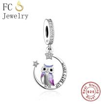 FC Jewelry Fit Original-Charm-Armband aus 925er Silber, watchful Eye Owl Never Give Up Bead für die Herstellung von Frauen, Abschlussfeier, Berloque 2022