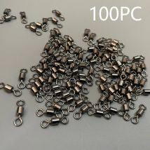 100 pz Cuscinetto Girevole Connettore Da Pesca In Acciaio Inox Accessori Per la Pesca Alla Carpa Affrontare Amo Richiamo Anello Solido Girevole