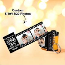 Benutzerdefinierter Filmrollen-Schlüsselanhänger, personalisierter Foto-Schlüsselanhänger für Vater, Erinnerungsgeschenk zum Vatertag, Geburtstag, Jahrestag