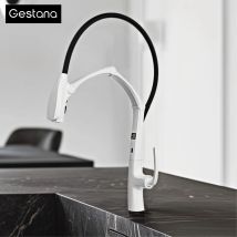Luxuriöser Küchenarmatur aus Gunmetal-Messing mit LED-Anzeige, Sensor- und ausziehbarem 3-Funktionsspray, berührungsloser Hochdruck-Wassersparhahn