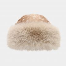 Thicken Plush Warm Faux Fur Hat for Women Fluffy Cute Reindeer Pattern Winter Warm Hat Mongolian Caps for Cold Weather Snow Caps