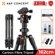 K&F Concept Treppiede da viaggio leggero in fibra di carbonio da 64"/1,6 m con testa a sfera in metallo da 36 mm 8 kg/17,6 libbre e treppiede con piastra a sgancio rapido