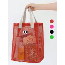1 x rosa Gitter-Strandtasche, Aufbewahrungstasche, handgehaltener süßer Outdoor-Kulturbeutel und Schwimmtasche, Gitter-Aufbewahrungstasche, Reisetasche