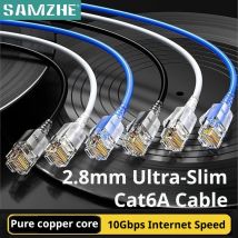 SAMZHE Slim Cat6A RJ45 Cavo Internet Ad Alta Velocità 10 Gbps 31AWG Supporto Cat8 Cat7 Rete LAN Cavo Patch per Computer per PC e Giochi