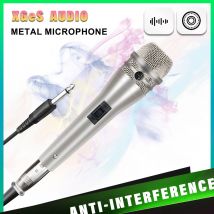 Professionelles dynamisches Handmikrofon, Karaoke, silberfarbenes kabelgebundenes Mikrofon mit Clip-Stereo-Studiomikrofon