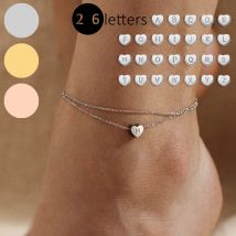 Ln chran Edelstahl plattiert 18 Karat Gold hypo allergen Kupfer herzförmige Buchstaben Schwanz kette Zirkon Wasser Diamant Fuß kette