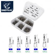 DNDYUJU 50 pz In Acciaio Inox Connettore Da Pesca Spille Cuscinetto Girevole di Rotolamento A Scatola A Scatto Attrezzatura Da Pesca Accessori Per Lure Gancio