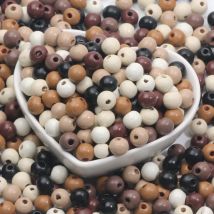 50-200 Stück 6–12 mm braune Holzperlen für DIY-Schmuckherstellung, handgefertigte Halsketten, Schlüsselanhänger, Armbänder, dekorative Perlen