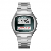 TV Design Retro 1970s Electronic Digital Watch LCD Display Stainless Steel Case Classic Curved Design For Couple Lovers