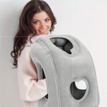 Cuscino da viaggio gonfiabile da 1 pezzo con design con valvola brevettata, supporto per collo e testa regolabile, leggero, regalo di Natale per il Ringraziamento
