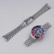Rolamy 22 mm 316L Stahl massive gebogene Endschraubglieder mit Oyster-Verschluss Jubilee-Armband für Casio MDV-106B MDV106G Uhrenarmband