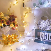 Goldene silber Tiny Leaf Led Kupferdraht Fee Lichterketten Girlande Batterie Betrieben Für Hochzeit Home Party DIY Weihnachten Garten Dekor
