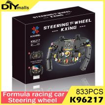 K96217 Steering Wheel Building Blocks Simulation Racing Wheels Model Mobile Phone Holder Kid Assembly Toy Creative Birthday Gift