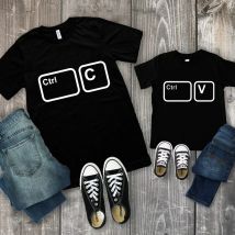 CTRL + C CTRL + V Famiglia T-shirt Padre e Figlio Figlia Magliette Divertente Copia Pasta Corrispondenza Famiglia Oufits Top Papà Tees