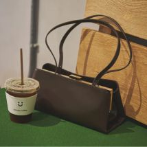 Women Long Saddlebag Leather Clutch Bag Horizontal Square  Handbag Magnetic Suction Clip Wallet Minimalist Shoulder Underarm Bag