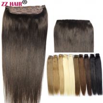 ZZHAIR 100 % brasilianisches Echthaar, Remy-Haarverlängerung, 40,6–61 cm, 1-teiliges Set, 140 g, Clip-in-Einteiler, natürlich, glatt