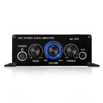 AK270 Mini Audio 2-Kanal-Stereo-Leistungsverstärker Tragbarer Klangverstärker AUX-Eingang Lautsprecherverstärker für Auto und Zuhause