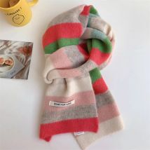 Mode Mehrfarbige Streifen Schal Warme Winter Kleine Schmale Schal Frauen Schöne Mode Casual Schals Für Frauen Mohair Schal