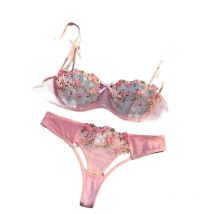 Round Up Night Schöne sexy Frauen 2-teilige Blumenstickerei Unterwäsche Sexy erotische Dessous Unterwäsche Lenceria Sexy Sets