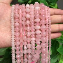 Natural Stone Beads Pink Rose Quartz Crystal Round Loose Beads for Jewelry Making Diy Bracelet Accessories 15'' 4 6 8 10 12mm