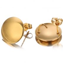 10 Stück Lot 15 mm rund Edelstahl Gold Ohrringe Haken Beiträge Rückseiten für DIY Ohrring Schmuck Materialien Herstellung Großhandel Bulk