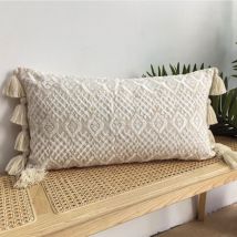 Dekoration Kissenbezug 30 x 60 lange Lendenwirbelsäule im Boho-Stil, bestickt mit Blumenmuster, Alpaka-Elefant, gemütlicher Akzent, Kissenbezug für Sofa, Couch, Bett