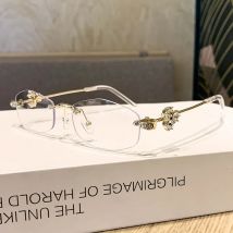 Protective Glasses Luxury Rimless Polygon Diamond Sunglasses Women Metal High Quality Vintage Rhombus Minimalist Glasses