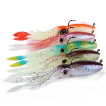 WEIHE 1PC 20cm 130g C #   5 Farben künstlicher weicher Tintenfisch-Angelköder mit Haken, Oktopus, weicher Angelköder mit UV-leuchtendem Bleihaken