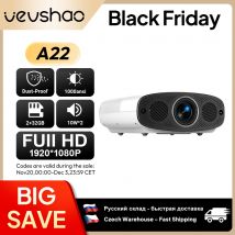 VEVSHAO A22 Full HD 1080P Projector 4K 1000ANSI Android WiFi Auto Focus 10W*2 Home Theater Projector for Office Meeting Video