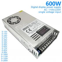 600W Schalt netzteil Voltag einstellen 0-12V 15V 24V 36V 48V 60V 85V 110V 200V LED Digital anzeige Netzteil